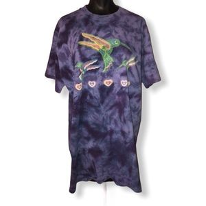 Vintage, Single stitch tie dye hummingbird tee